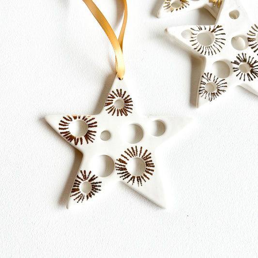 Large white and gold Star Ornament MADE TO ORDER