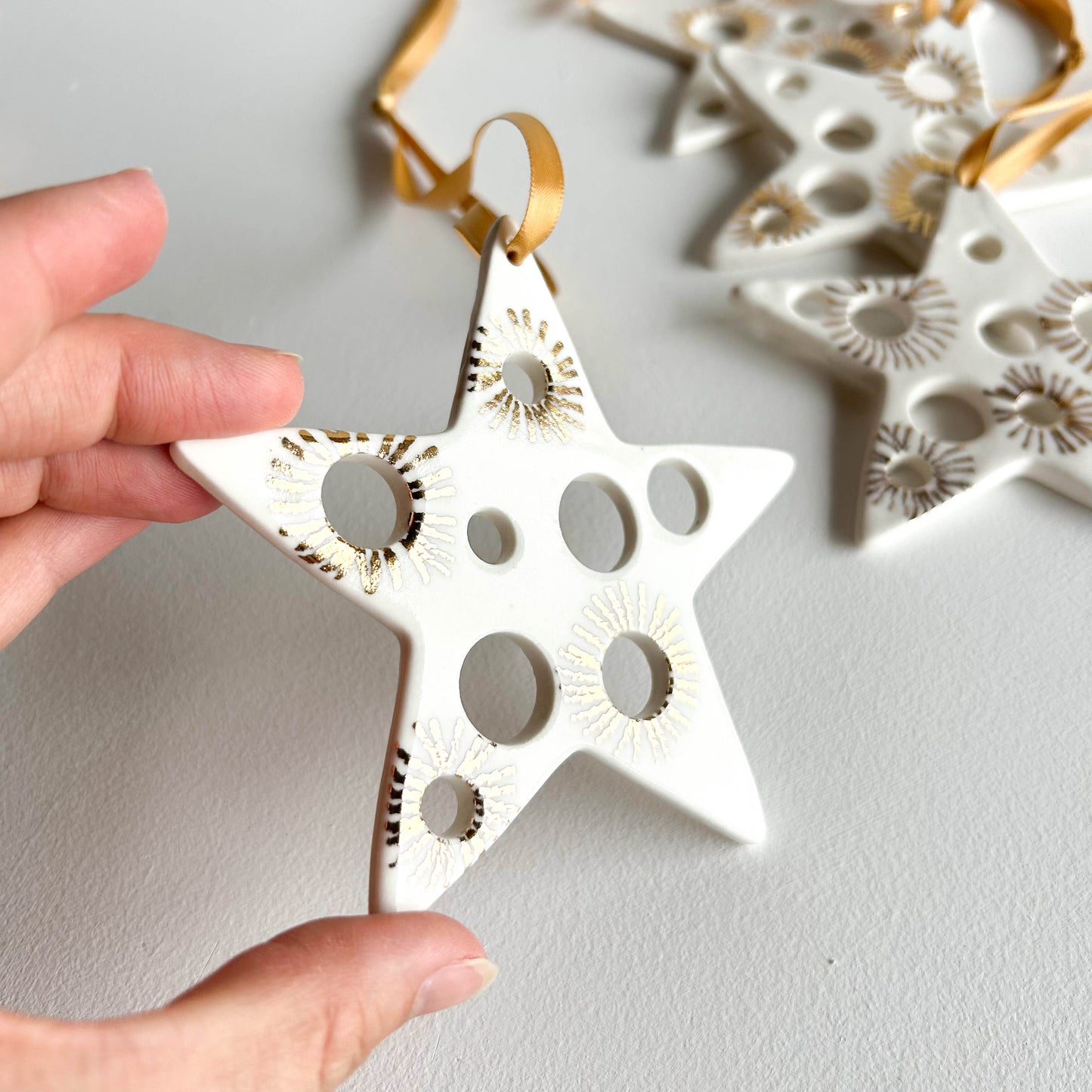 Large white and gold Star Ornament