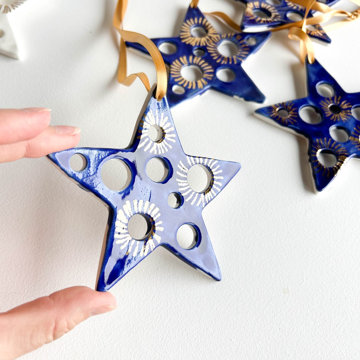 Large blue and gold Star Ornament