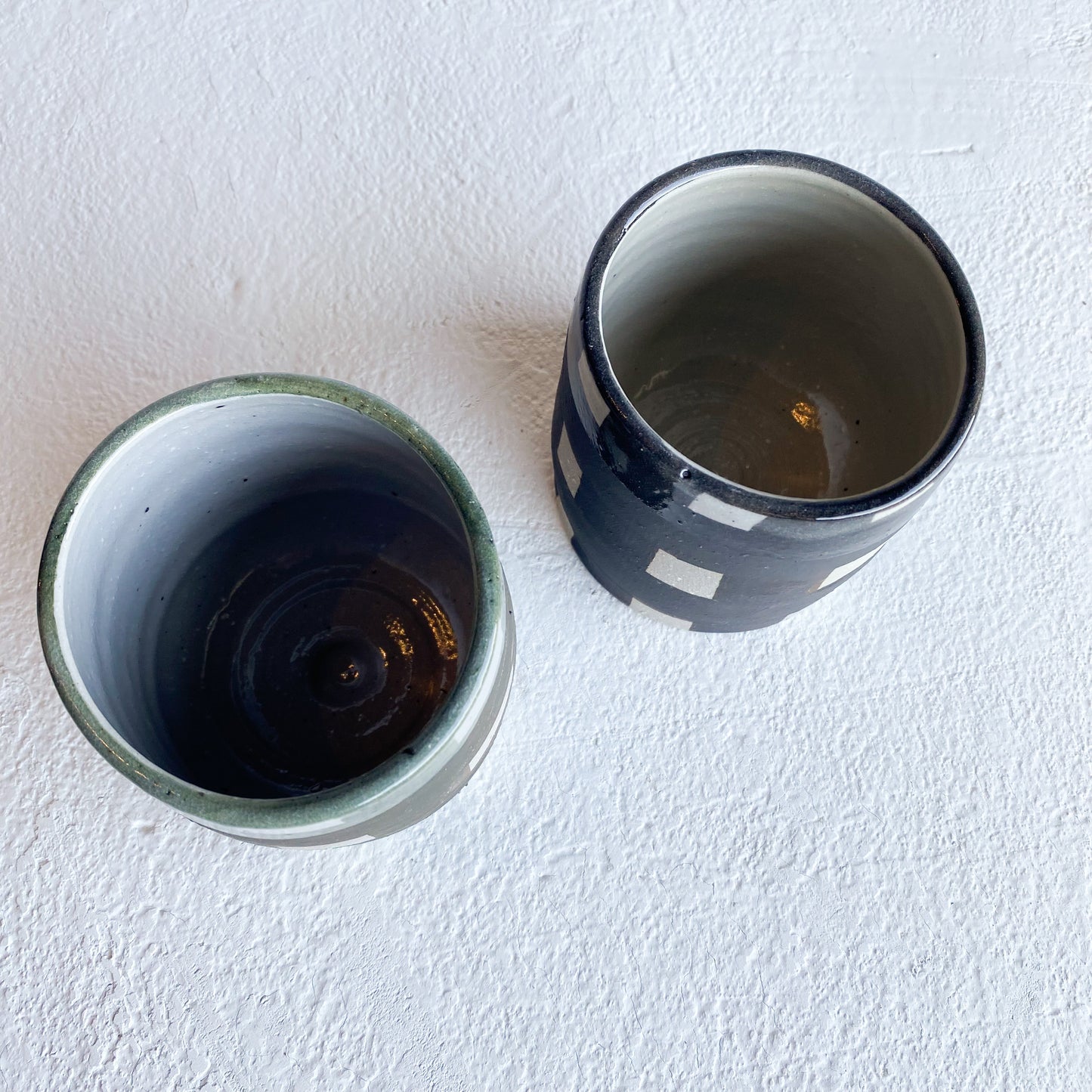 Black + Deep Olive Dip Glazed  - Beaker Set