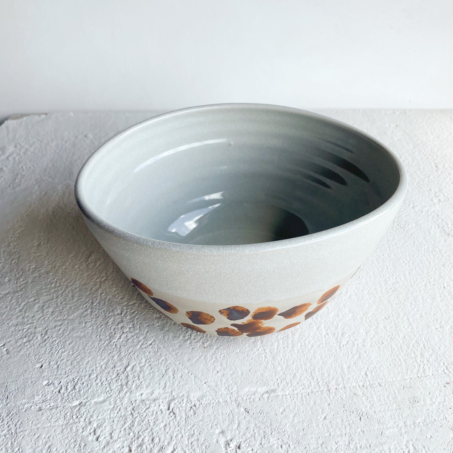 Oak Dash Pattern + 1/2 Milky Glaze | Medium Mixing Bowl